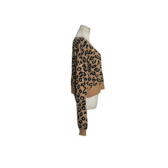 Fashion Nova brown black animal print v neck sweater size large - Picture 8 of 9